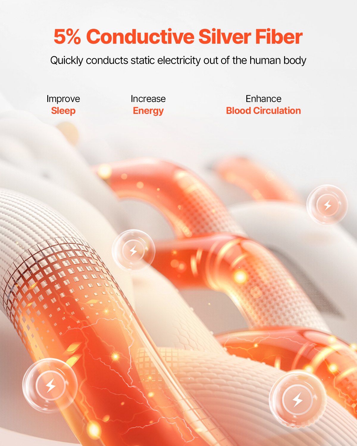 Reset Deep Sleep Grounding Fitted Sheet (Queen), 95% Cotton + 5% Pure Silver Fiber, Earth Grounded Fitted Bed Sheets, With Grounding Cord & Tester, For Improved Sleep & Wellness (Gray, Queen - 60 X 80 X 13 In)