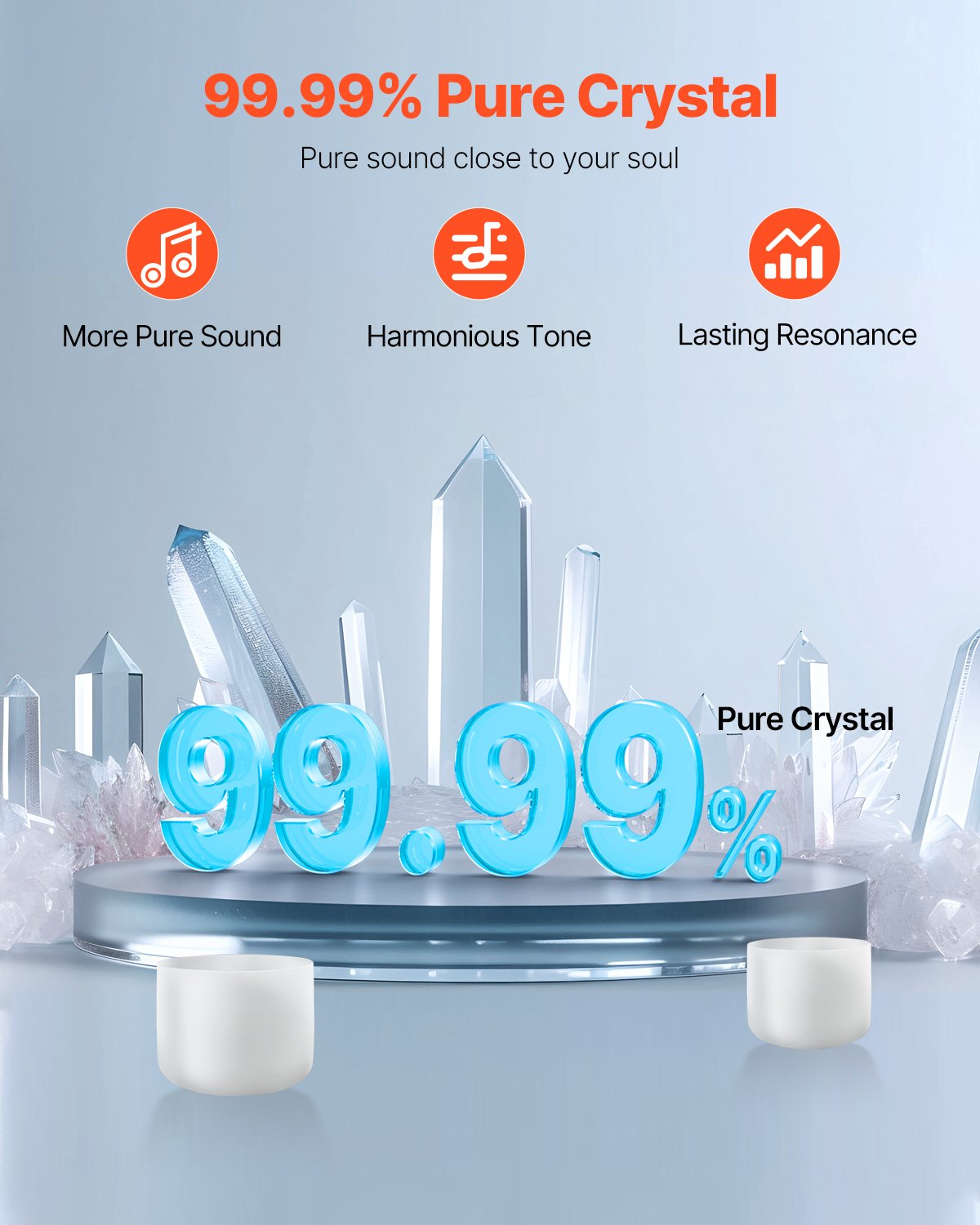 2PCS Crystal Singing Bowls, 8-inch And 10-inch A & F Note Singing Bowls, Frosted Quartz Singing Bowl With 10" Carrying Bag, 1 Rubber Mallet And 2 O-Rings, Ideal For Meditation Yoga Sound Healing