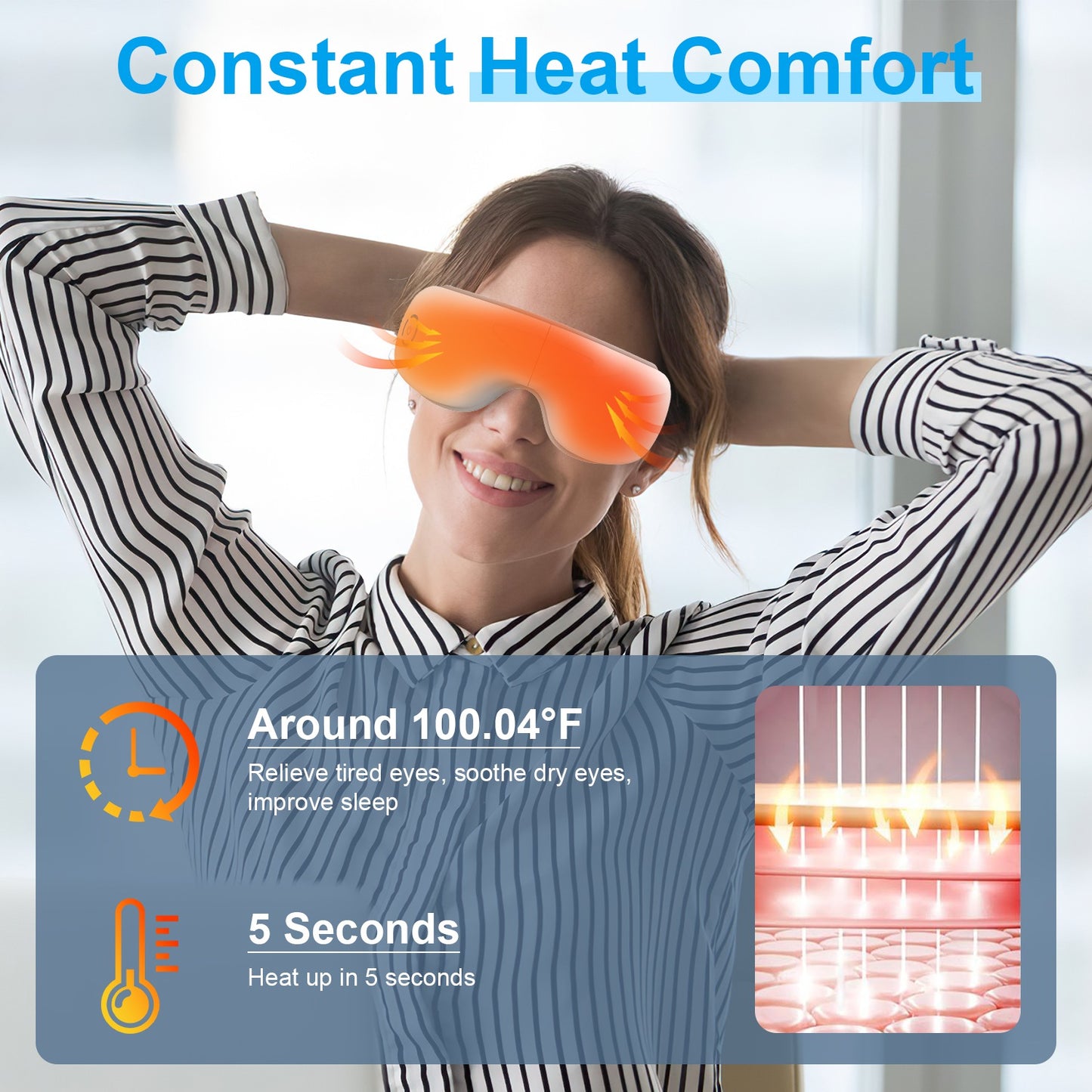 Eye Massager With Heat Music Air Pressure Vibration Massage Wireless Eye Mask