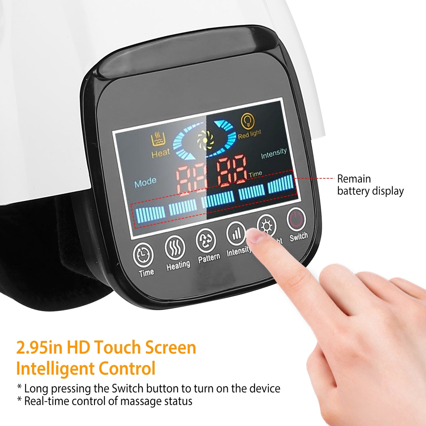 Electric Rechargeable Knee Massager Infrared Heat Pain Relief Therapy Knee Brace Wrap With Air Pressure Kneading Timer Temperature Adjustment