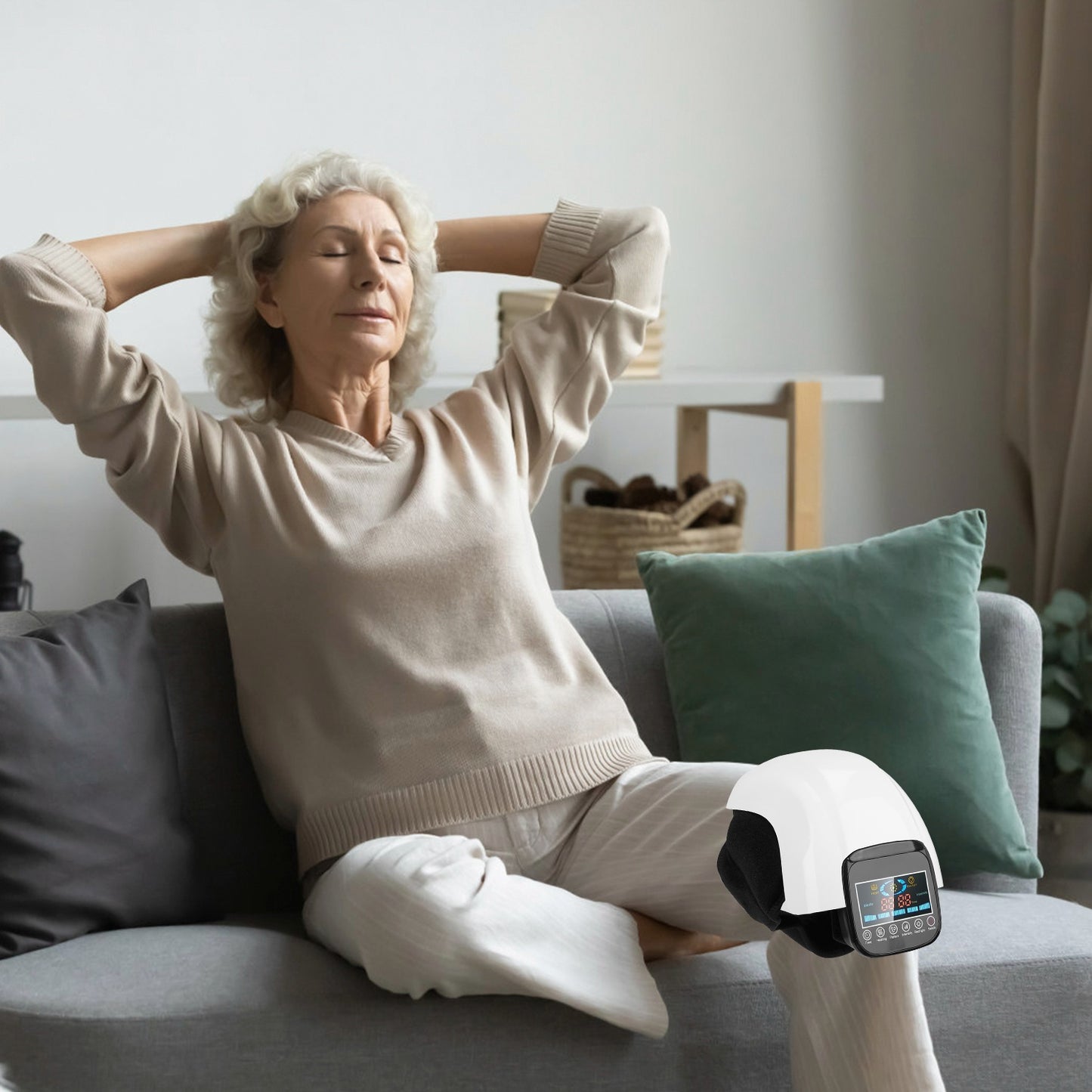 Electric Rechargeable Knee Massager Infrared Heat Pain Relief Therapy Knee Brace Wrap With Air Pressure Kneading Timer Temperature Adjustment