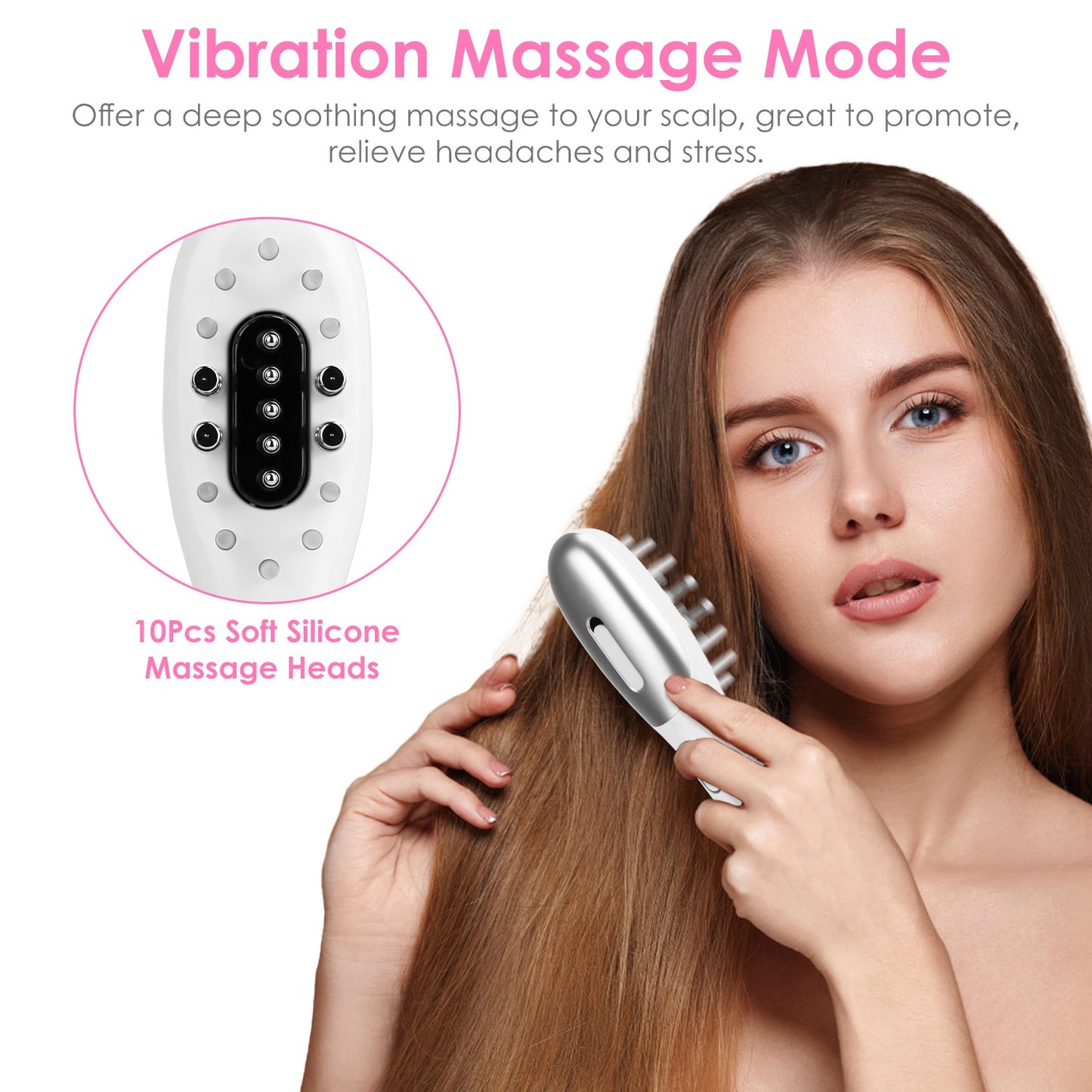 Electric Scalp Massage Comb Microcurrent Hair Brush Handheld Head Scratcher Massager Hair Oil Applicator With Vibration Micro-Current Mode Red & Blue Light Therapy Oil Applicator
