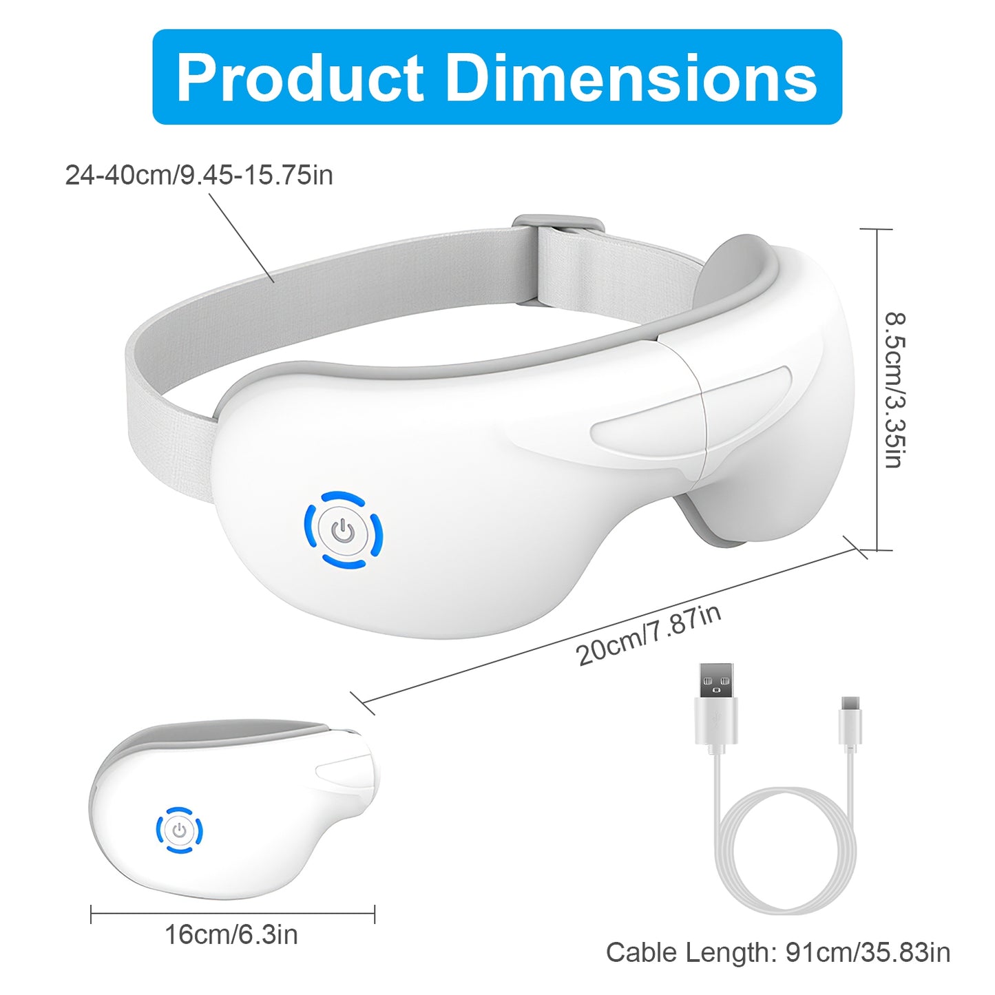 Eye Massager With Heat Music Air Pressure Vibration Massage Wireless Eye Mask